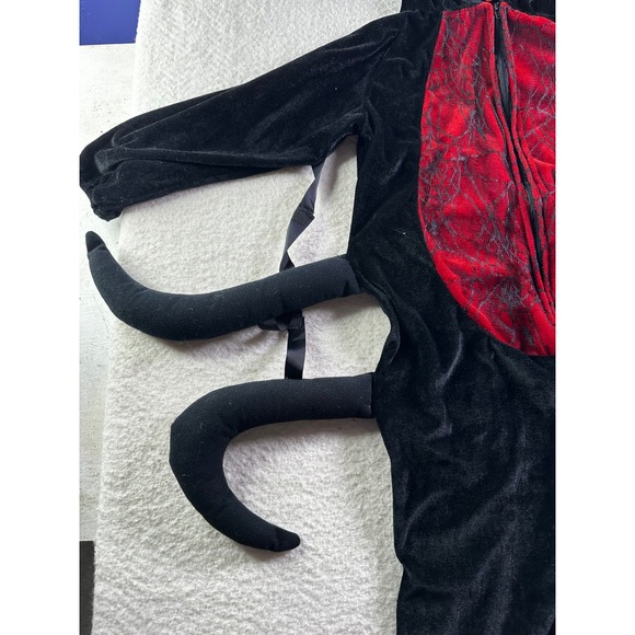 Fun Shack Spider Costume Jumpsuit Halloween Cosplay Kid's Large Hooded Black Red - Picture 4 of 9